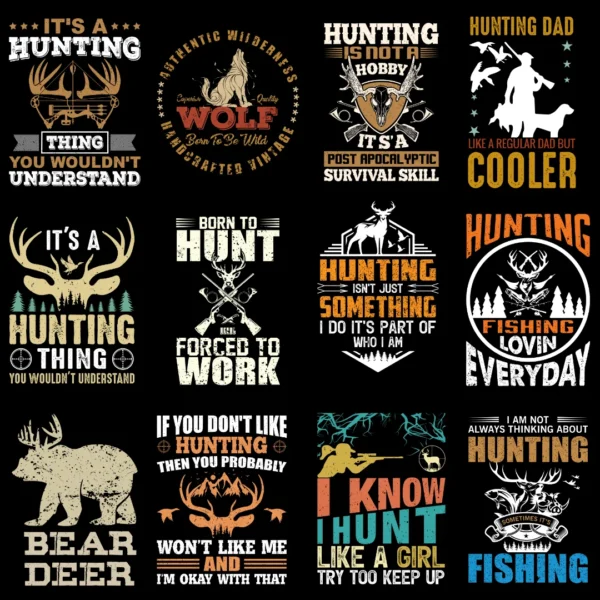 hunting tshirt design bundle